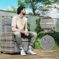 Outsunny 145° Reclining Rattan Armchair, with Footrest - Mixed Grey/Grey(m-7)