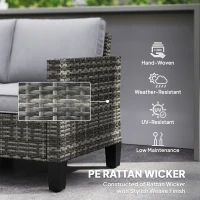 Outsunny Two-Seater Rattan Outdoor Sofa - Dark Grey(m-5)