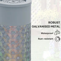 Outsunny 30 cm Tall Garden Waterfall Fountain with LED Lights and Pump, Garden Water Feature Water Fountain with Adjustable Flow and Cut-out Design for Indoor and Outdoor Decor, Light Grey(m-6)