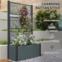 Outsunny Garden Planter Box with Trellis, Liner for Climbing Plants, Vegetables, Flowers, 90 x 35 x 148 cm, Charcoal Grey(m-7)