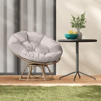 Outsunny Papasansessel Rattan 360° drehbar Korbsessel mit Sitzkissen runder Outdoor(m-9)