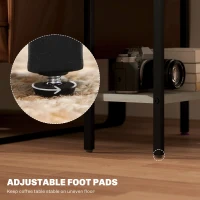 HOMCOM Three Shelf Industrial Side Table, Grey(m-6)