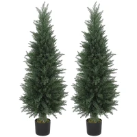 HOMCOM Set of Two Artificial Cypress Trees - Green(m-11)