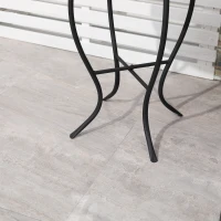Outsunny Mesa de Jardín Redonda Mesa Auxiliar de Mosaico con Patas de Metal para Patio Terraza Exterior Balcón 35,5x35,5x53,5 cm Turquesa(m-9)