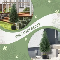 HOMCOM Artificial Plants Outdoor, 90 cm Fake Cypress Tree with Plastic Pots, UV-Resistant Faux Plants for Garden Front Porch Decoration, 2 Pack(m-6)
