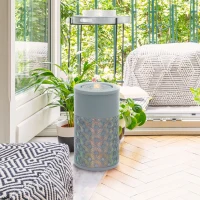 Outsunny 30 cm Tall Garden Waterfall Fountain with LED Lights and Pump, Garden Water Feature Water Fountain with Adjustable Flow and Cut-out Design for Indoor and Outdoor Decor, Light Grey(m-7)