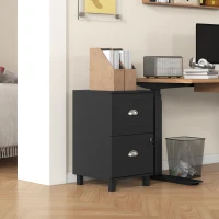 HOMCOM Archivador con Cerradura y 2 Cajones Barras Ajustables para Carpetas A4 y Carta Diseño Compacto 40x41,5x67,5 cm Negro(m-2)