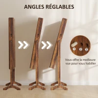 HOMCOM Armoire à bijoux LED avec miroir sur pied range bijoux avec éclairage à écran tactile marron(m-6)