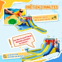 AIYAPLAY Château gonflable avec soufflerie parc aquatique toboggans, trampoline, mur d'escalade, canon, panier de basket(m-7)