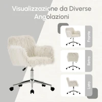 Sedia Girevole da Ufficio Ergonomica per Trucco o Studio con Altezza Regolabile, Sedia da scrivania in Metallo,Bianco(m-6)