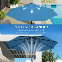 Outsunny 2.7m LED Light Parasol Umbrella - Blue(m-6)