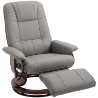 HOMCOM Reclining Swivel Chair, with Footrest - Grey(m-10)