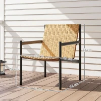Outsunny Cadeira de Jardim em Vime com Apoios de Braços Encosto Inclinado e Estrutura de Aço 61x74x81 cm Madeira(m-3)
