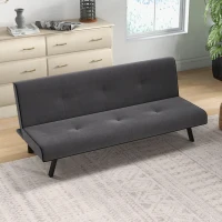 HOMCOM Canapea Extensibilă cu Spătar Reglabil în 3 Poziții și Șezut Tapițat, 170x76x72.5 cm, Gri(m-2)