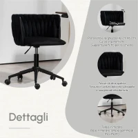 Sedia da Ufficio Morbida in Velluto per Trucco, Poltrona da Soggiorno Girevole ed Ergonomica,Regolabile in Altezza,Nero(m-5)