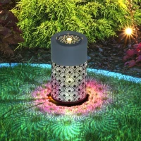 Outsunny 30 cm Tall Garden Waterfall Fountain with LED Lights and Pump, Garden Water Feature Water Fountain with Adjustable Flow and Cut-out Design for Indoor and Outdoor Decor, Light Grey(m-2)