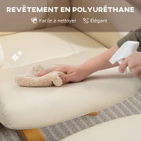 HOMCOM Fauteuil relax avec repose-pied fauteuil de relaxation pivotant 360° dossier inclinable charge 120 Kg crème(m-7)