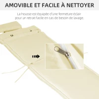 Outsunny Coussin bain de soleil déhoussable avec zippé, tétière, cordons d'attache, MATELAS UNIQUEMENT 198 x 53 x 5 cm, crème(m-6)