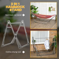 Outsunny Foldable Hammock Stand, Portable Hammock with Metal Frame, 2 in 1 Hammock Net Stand, Clothes Drying Rack, Load Capacity 120kg, for Patio, Garden, Yard, Black(m-4)