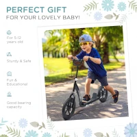 HOMCOM Kids Scooter Kick Scooter, with 12" EVA Tyres, Rear Brake, Big Wheels Scooter for 5-12 Years , Black(m-4)