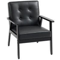 HOMCOM Retro-Style Accent Chair, with Faux Leather Seat - Black(m-10)
