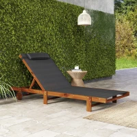 Outsunny Lettino Prendisole con Schienale Regolabile su 4 Posizioni Ruote e Poggiatesta, Nero(m-9)