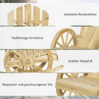Outsunny Rustikaler Schaukelstuhl, Gartenstuhl, Wagenrad-Design, wetterfest, Tannenholz, 68 x 88 x 92 cm(m-6)