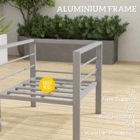 Outsunny Garden Sofa Set of 2, All-Weather Garden Sofa Set with Removable Cushions, Metal Frame Outdoor Furniture for Balcony, Charcoal Grey(m-5)