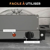 HOMCOM Chauffe-plats électrique acier inoxydable 300 W capacité 2 x 2,4 L et 2 x 1 L plaque chauffante et températur réglable(m-6)