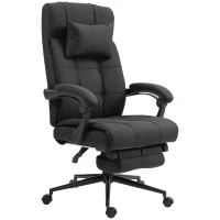 Vinsetto Ergonomiczny fotel biurowy z podnóżkiem, obrotowy fotel z zagłówkiem, Czarny(m-1)