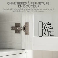 HOMCOM Meuble de rangement moderne avec placard à portes vitrées, étagères réglables et 2 tiroirs, 59 x 30 x 164 cm, blanc(m-7)