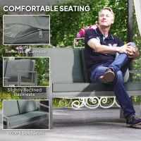 Outsunny 4-Piece Wooden Garden Furniture Set with Cushions - Light Grey(m-6)