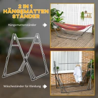 Outsunny 2-in-1 Hängemattenständer, wetterbeständig, Wäscheständer, 290 cm x 92 cm x 88 cm, Schwarz(m-4)
