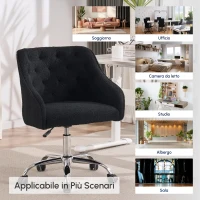 Sedia da Scrivania Girevole in Velluto, Poltrona da ufficio con Altezza Regolabile,Design ergonomico,Nero(m-7)