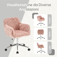 Sedia Girevole da Ufficio Ergonomica per Trucco o Studio con Altezza Regolabile, Sedia da scrivania in Metallo,Rosa(m-6)