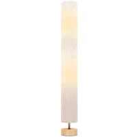 HOMCOM Lampadaire sur pied de salon avec abat-jour en lin, interrupteur à pied, 2 x douille E27, 120 cm, gris(m-1)