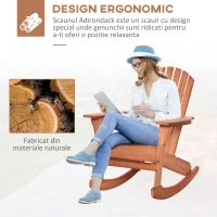 Outsunny Scaun Adirondack Impermeabil din Lemn pentru Grădină și Exterior, 77x94x97 cm, Lemn Natural(m-5)