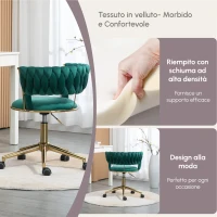 Sedia Girevole da ufficio e per Trucco o Salotto, Poltroncina in Velluto con Altezza Regolabile, per Sedia da Studio, Verde(m-4)
