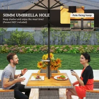 Outsunny Five-Piece Rattan Set, with Wood-Top Table - Teak(m-5)