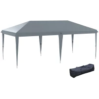 Outsunny Carpa Plegable Gazebo 6x3 m con Altura Ajustable en 3 Niveles Toldo Anti-UV y Bolsa de Transporte Gris Claro(m-1)