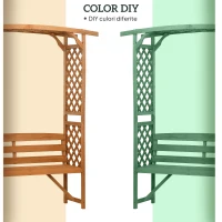 Outsunny Banca de gradina din lemn de brad cu arc decorativ pentru plante si ghivece, 160x50x198 cm, maro(m-4)