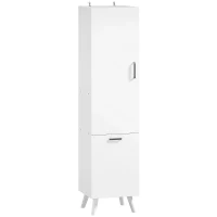 HOMCOM Meuble colonne de salle de bain meuble de rangement avec placards à porte, 35 x 31,5 x 144 cm, blanc(m-12)