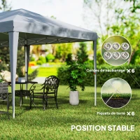Outsunny Tonnelle 6 x 3 m barnum de jardin pop-up pliant sac inclus acier époxy oxford haute densité gris clair(m-7)