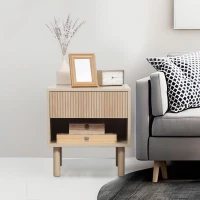 HOMCOM Comodini Moderni con Cassetto e Ripiano Aperto, Set 2 Pezzi 47x47x50 cm in Truciolato, color Legno(m-7)