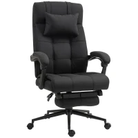 Vinsetto Ergonomiczny fotel biurowy z podnóżkiem, obrotowy fotel z zagłówkiem, Czarny(m-10)