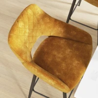 HOMCOM Set of Two Velvet-Feel Bar Stools - Brown(m-8)