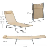 Outsunny Set of Two Steel Frame Sun Loungers, with Reclining Backs - Brown(m-3)