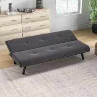 HOMCOM Canapea Extensibilă cu Spătar Reglabil în 3 Poziții și Șezut Tapițat, 170x76x72.5 cm, Gri(m-7)