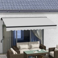 Outsunny 2.5 x 3.5m Aluminium Frame Electric Awning, with Remote - Light Grey(m-10)