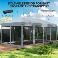Outsunny 3 x 6m Pop Up Gazebo, Outdoor Canopy Shelter, Marquee Party Wedding Tent with 6 Mesh Walls and Carry Bag, Grey(m-5)